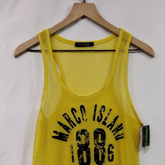 NWT Ocean Drive Mesh Tank Top Women's M Yellow Florida Beach Vacation Casual - Picture 2 of 9